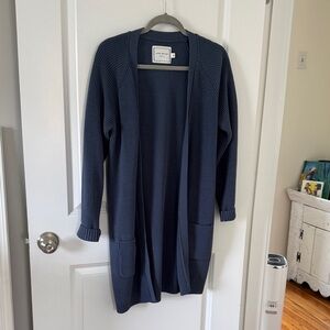 NWOT Long Wharf Open-Front Ribbed Cardigan Sweater - Blue